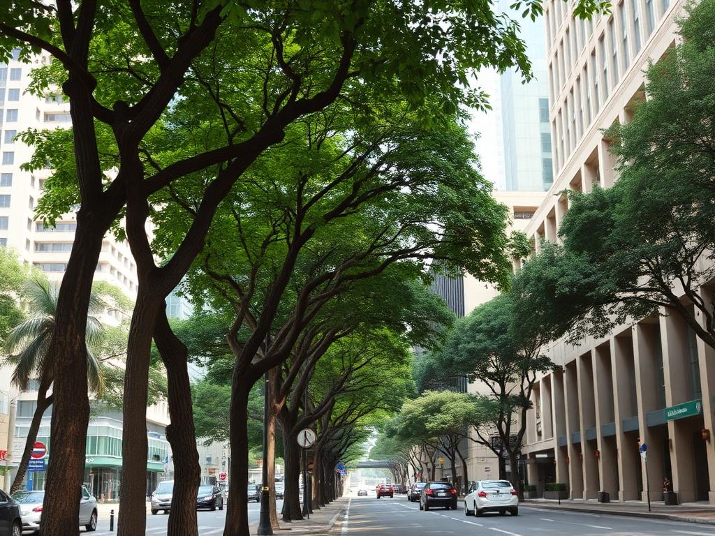 Avenida arborizada em São Paulo